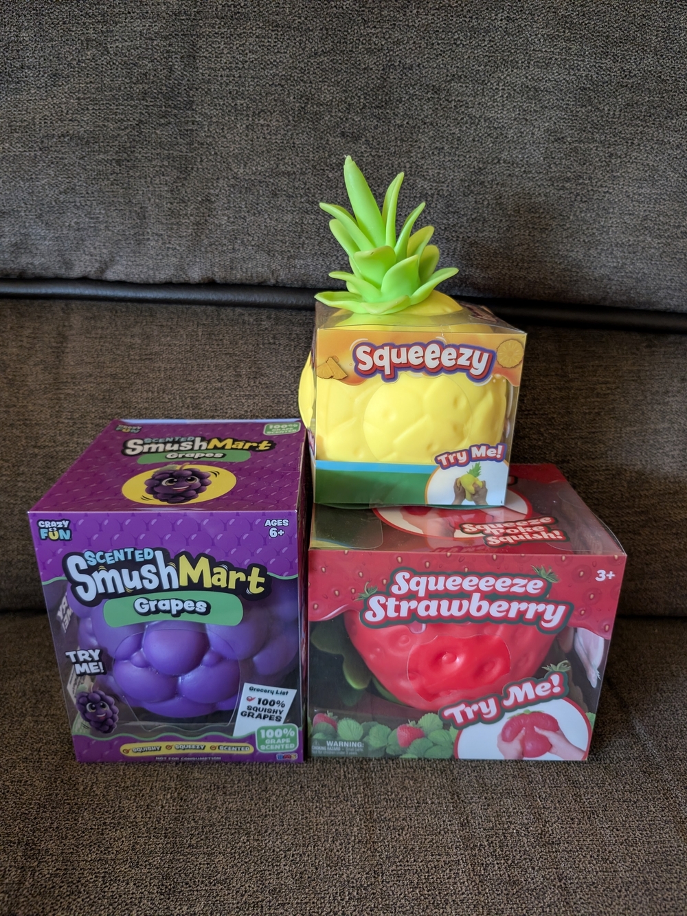 Smushmart Scented Grapes, Squeezy Strawberry And Squeezy Pineapple